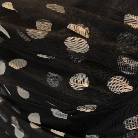Black dress with polka dots and tulle overlay - Picture 3 of 4